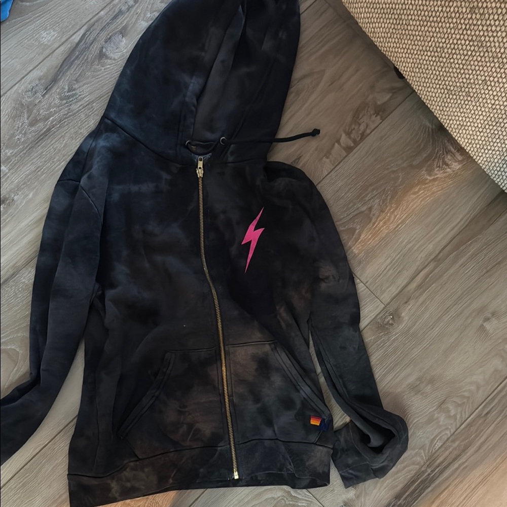 Black Hoodie with Pink Lightning Bolt